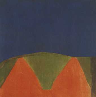 Fig.2 News from Ferrara 1963, by James Bishop, an abstract painting in dark blue, orange and green