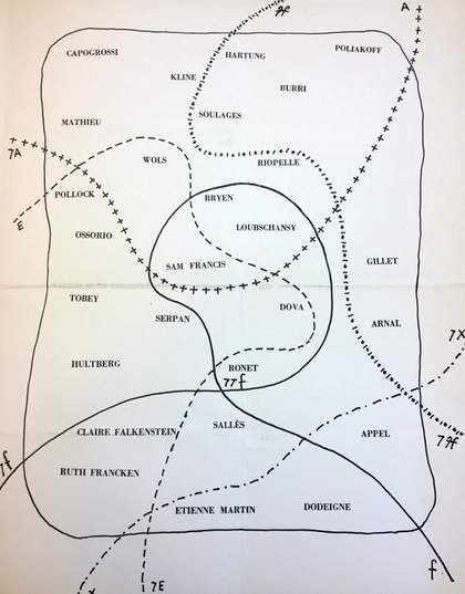 Fig.2 Page from Michel Tapié, Individualités d’aujourd’hui, Organisée par Michel Tapié, exhibition catalogue, Galerie Rive Droite, Paris 195