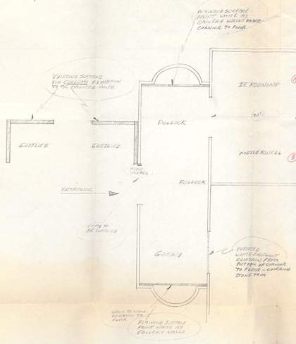 Fig.2 Detail of the floorplan for The New American Painting, 9 February 1959, showing partitions used to divide the space