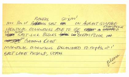 Dennis Oppenheim, Notes for Salt Flat caption, 1968