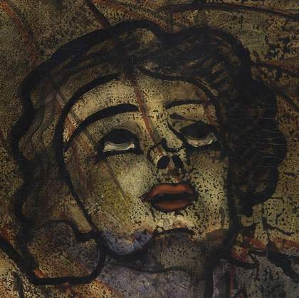Detail of face showing retouching to the proper right cheek