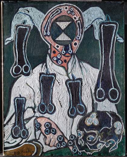 Portrait of a Doctor under raking light from left