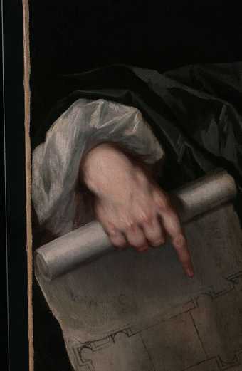 Fig.3 Detail of the sitter’s right hand
