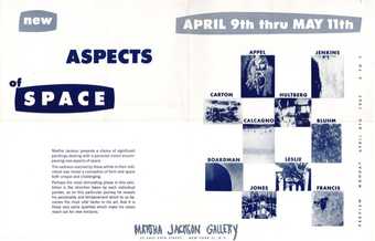 Fig.3 Exhibition announcement for New Aspects of Space, Martha Jackson Gallery, New York, 1957