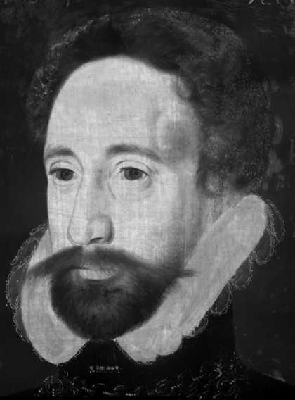 Fig.3 Infra-red detail of the face, showing firm linear underdrawing and something of the streakily applied grey priming