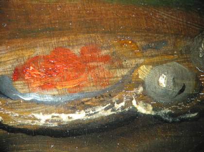 Fig.4  Detail at x8 magnification of decoration in the headdress. 