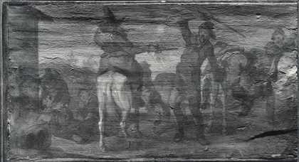 Fig.4 The Combat of Hudibras and Cerdon photographed in raking light from the top in black and white