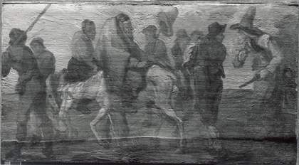 Fig.4 Hudibras and Ralph taken Prisoner photographed in raking light from the top in black and white