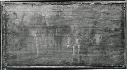 Fig.4 Hudibras’s Discomfiture at the Hands of the Skimmington, photographed in raking light from the top in black and white