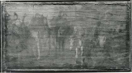 Fig.4 Hudibras’s Discomfiture at the Hands of the Skimmington, photographed in raking light from the top in black and white