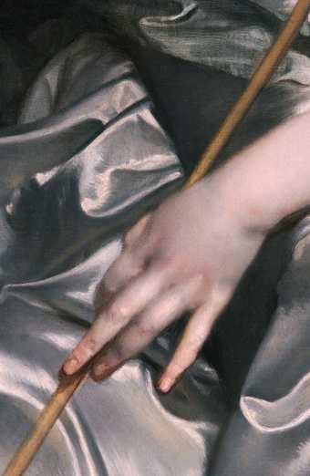 Fig.4 Detail of the sitter’s left hand, drapery and the staff of the ‘spud’