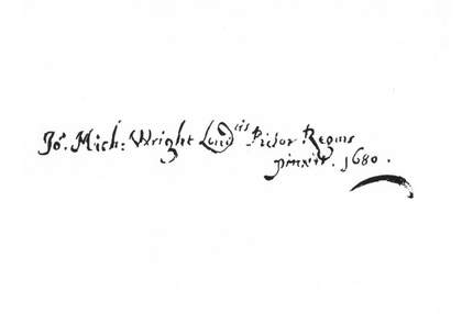 Fig.4 Signature and inscription on the back of the painting; ‘Jo.s Mich: Wright Lond iis Pictor Regius pinxit. 1680.’