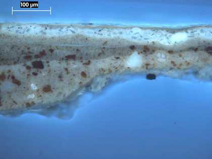 Fig.4 The same cross-section as fig.3 viewed in ultra-violet light