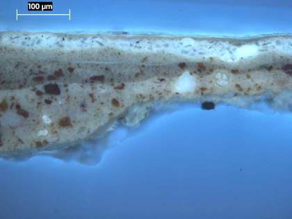 Fig.4 The same cross-section as fig.3 viewed in ultra-violet light