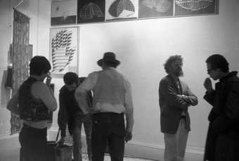 Fig.4 Horia Bernea, Joseph Beuys, Henning Christiansen, and Johannes Stuttgen at the exhibition New Directions at the Richard Demarco Gallery, 8 Melville Crescent, Edinburgh