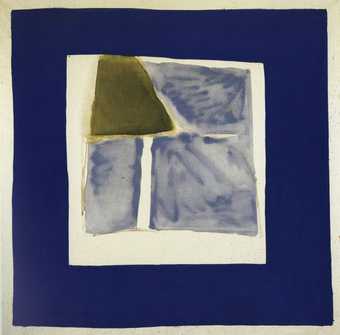 Fig.4 Hours 1963 by James Bishop, an abstract painting in dark blue, green and bare canvas and 
