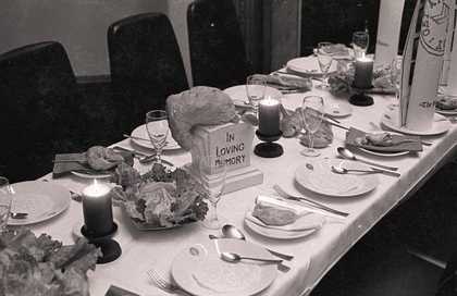 Fig.4 Daniel Spoerri’s Banana Trap Dinner 1970, in the boardroom of Edinburgh College of Art for the exhibition Strategy: Get Arts