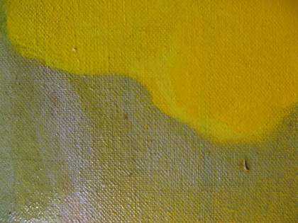 Fig.4c Frank Bowling, Who’s Afraid of Barney Newman, detail of the two different yellow pigments and the silver stencilling paint