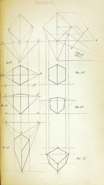 A page of eight drawings of a cube seen from different viewpoints.