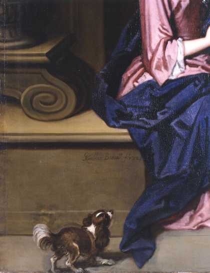 Fig.5 Detail of the dog plus pentimento, and the signature