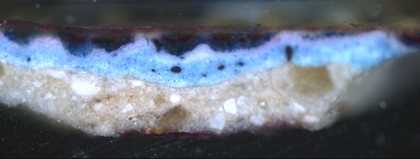 Fig.5 Cross-section through the highlight of the cap, photographed at x200 magnification.