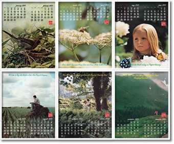 Six two-monthly panels from a decorative wall calendar, with the 11 September (the day of the coup) repeated every day in place of 12 September to 31 December 1973