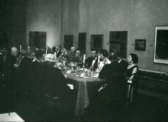 Peggy Guggenheim and guests at the dinner for The Peggy Guggenheim Collection, Tate Gallery, 6 January 1965 Tate Public Records, Photographic Collection List No.11