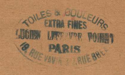Detail of canvas stamp on reverse of Portrait of a Doctor