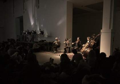 Fig.6 Performance of Tony Conrad, Fifty-One Years Alive on the Infinite Plain as part of Live Arts Week Festival II, Museo d’Arte Moderna di Bologna (MAMbo), Bologna, 16 April 2013 Photo: Francesca Liccardi