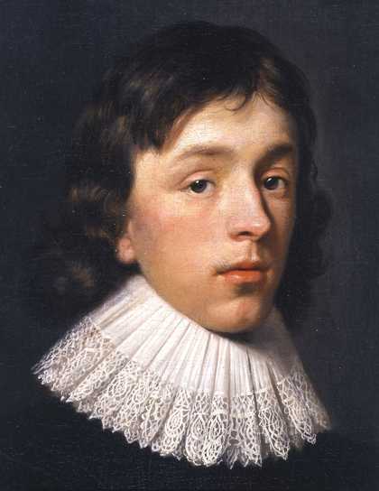 Fig.6 Detail of the head and surrounding background, showing the dark background paint stopping short of the head and revealing the grey priming