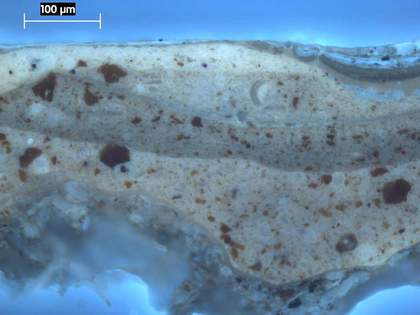 Fig.6 The same cross-section as fig.5 viewed in ultraviolet light