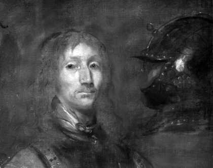 Fig.6 Infrared reflectograph of the head and the helmet