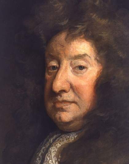 Fig.6 Detail of the face and lace cravat, showing the direct, unmodified brushwork describing the planes of the face and the greyish tan coloured ground left visible as the linear definition of the features. It also forms the neutral mid-tone of the crava