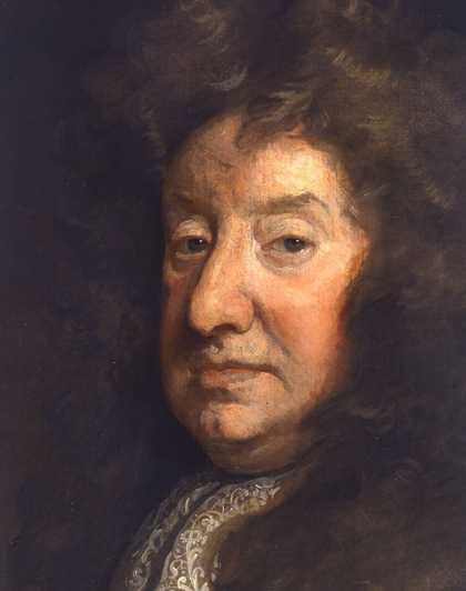 Fig.6 Detail of the face and lace cravat, showing the direct, unmodified brushwork describing the planes of the face and the greyish tan coloured ground left visible as the linear definition of the features. It also forms the neutral mid-tone of the crava