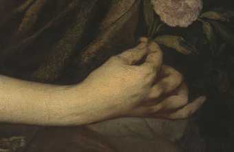 Fig.6 Detail of the sitter’s right hand and the sash