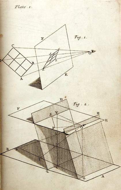 A page showing two diagrams, each consisting of a number of lines and rectangles positioned at different angles and labelled with letters.