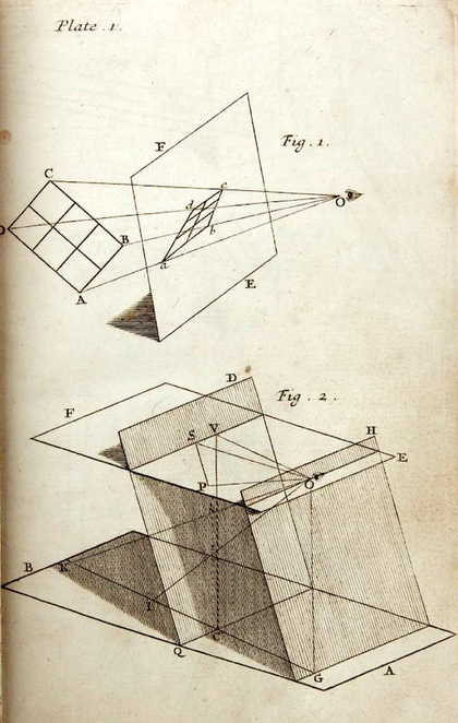 A page showing two diagrams, each consisting of a number of lines and rectangles positioned at different angles and labelled with letters.