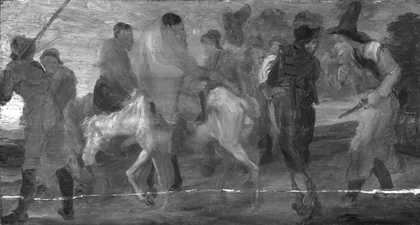 Fig.7 Infrared reflectograph of Hudibras and Ralph taken Prisoner
