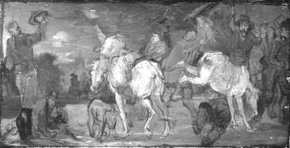 Fig.7 Infrared reflectograph of Hudibras’s First Encounter with the Bear-Baiters