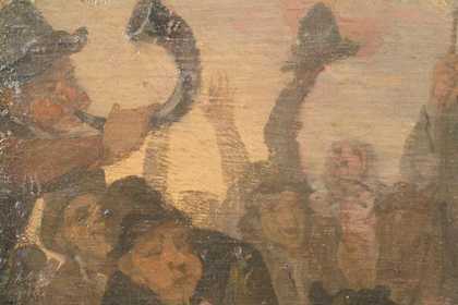Fig.7 Detail of brushwork in figures and sky