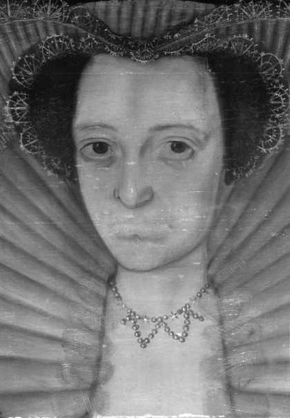 Fig.7 Infrared reflectograph detail of the face of the woman on the right