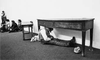 Fig.7 Joseph Beuys performing Terremoto in Palazzo at the Modern Art Agency Naples, 1981