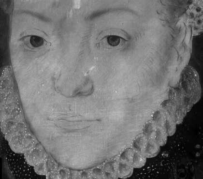 Fig.7 Close-up infrared reflectograph detail of the face