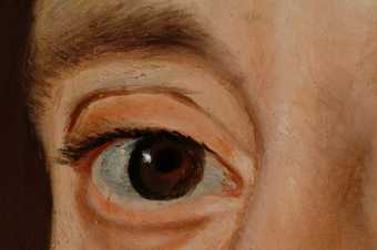 Fig.7 Close-up of Sir Thomas’s right eye, showing blue paint and the underlying pentimento of the original position of the iris and pupil