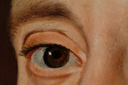 Fig.7 Close-up of Sir Thomas’s right eye, showing blue paint and the underlying pentimento of the original position of the iris and pupil