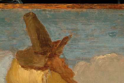 Fig.8 Detail of Hudibras showing reddish brown underpainting