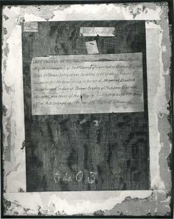 Fig.8 The back of Portrait of Elizabeth Roydon, Lady Golding 1563, photographed in black and white