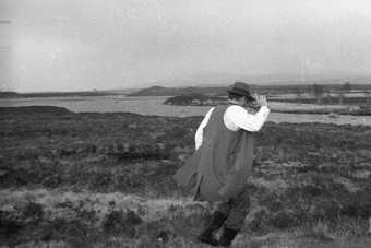 Fig.8 Joseph Beuys on Rannoch Moor, with Loch Ba behind, Scotland, 8 May 1970