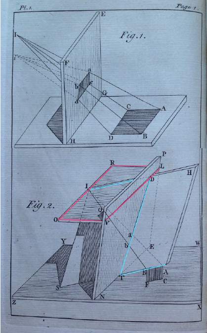 A page showing two diagrams, each consisting of a number of lines and rectangles positioned at different angles and labelled with letters.