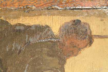 Fig.9 Detail of brushwork near top edge, with the wooden framing batten present